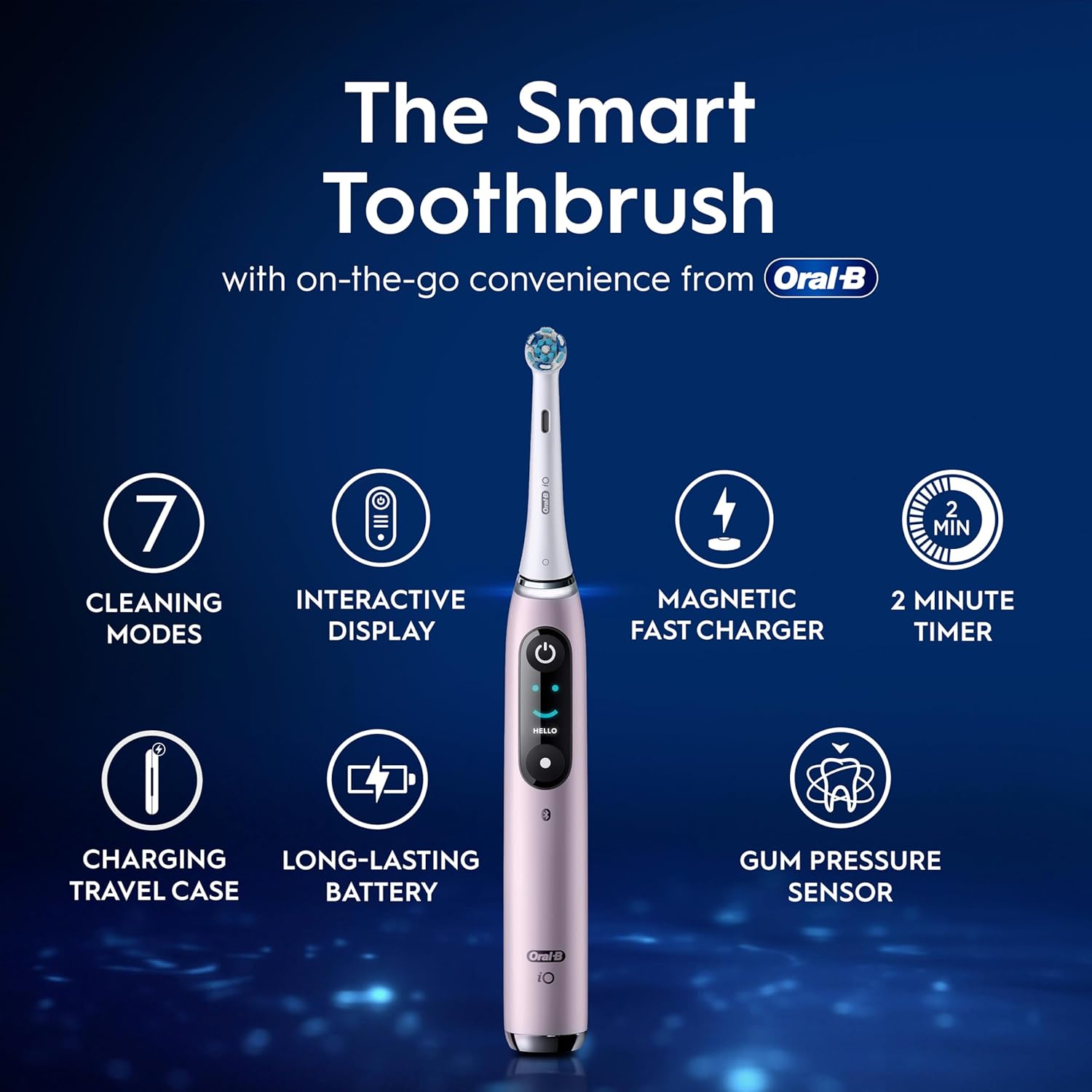 Oral-B iO9 Electric Toothbrushes For Adults, App Connected Handle, 3 Toothbrush Heads, Charging Travel Case and Toothbrush Head Holder, 7 Modes, 2 Pin Plug, Rose and Others Categories