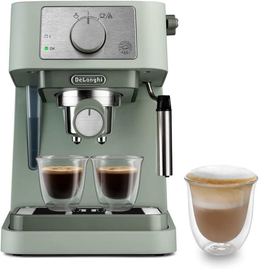 De'Longhi Manual Coffee Machine Stilosa EC260.GR, 15 Bar Pressure, Cappuccino System, Automatic Switch-Off, Compatible with ESE pods, 2 Level Tray, Capacity 1L, Green and Others Categories