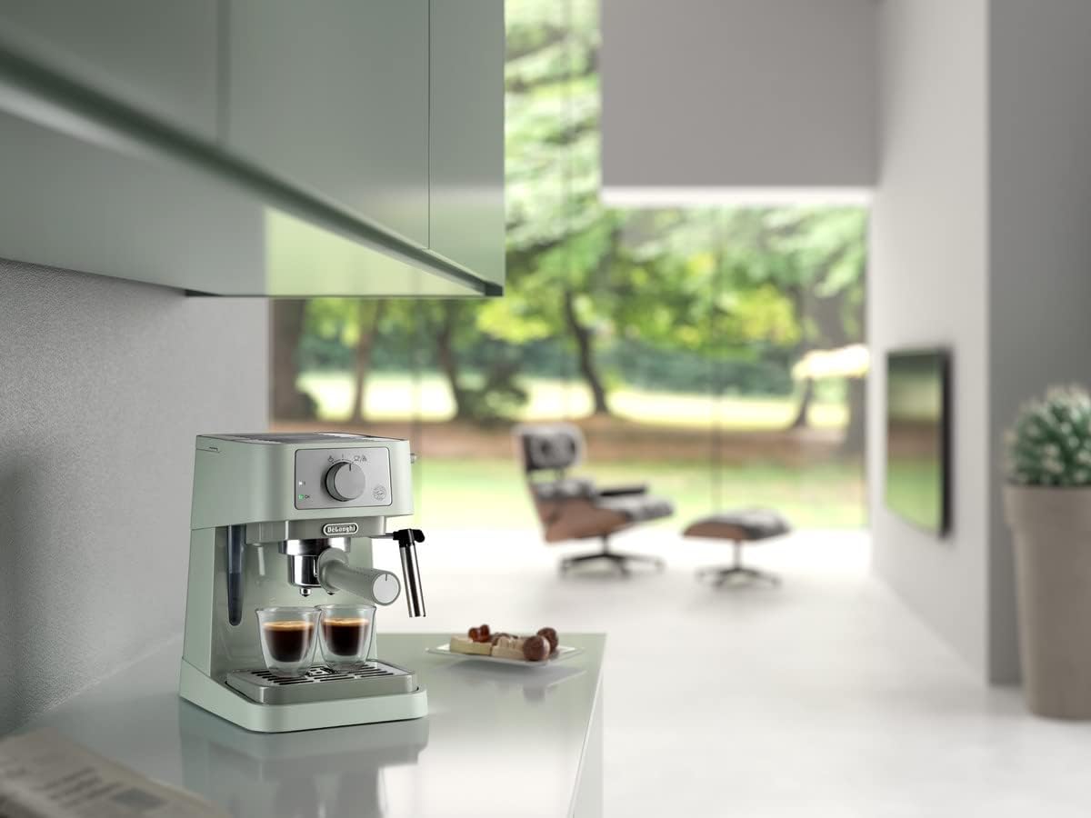 De'Longhi Manual Coffee Machine Stilosa EC260.GR, 15 Bar Pressure, Cappuccino System, Automatic Switch-Off, Compatible with ESE pods, 2 Level Tray, Capacity 1L, Green and Others Categories